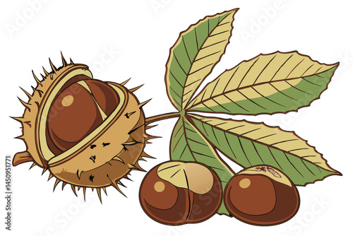 12 Photorealistic chestnuts, shiny brown nuts, autumn harvest, close-up detail, white background, food photography, warm tones, organic textures, gourmet ingredients, macro shot, high resolution, stud