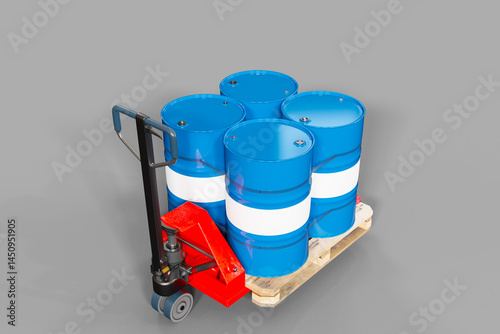 Four blue industrial barrel...