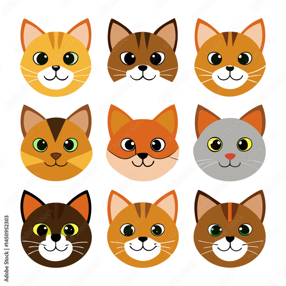 Cat face silhouette set bundle vector Cat face silhouette set bundle vector