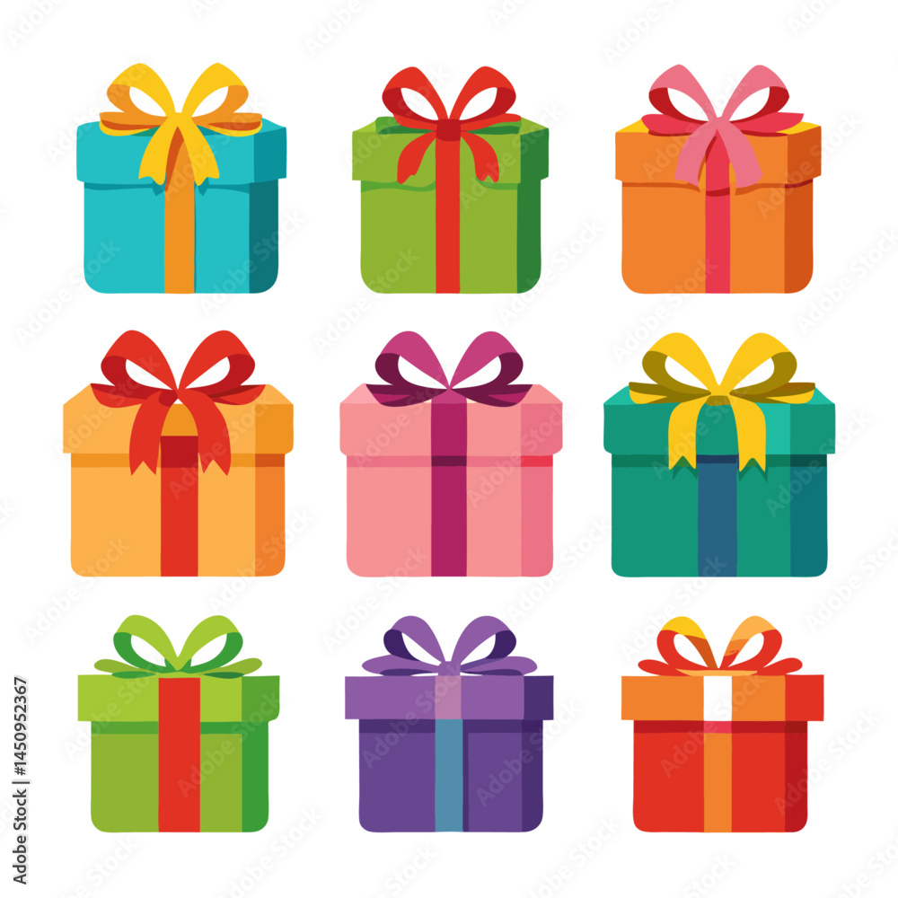 Gift box flat icons pack vector design with editable Gift box flat icons pack vector design with editable