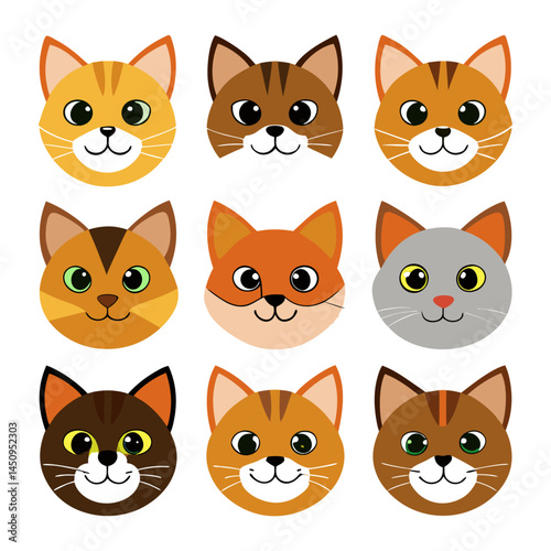 Cat face silhouette set bundle vector