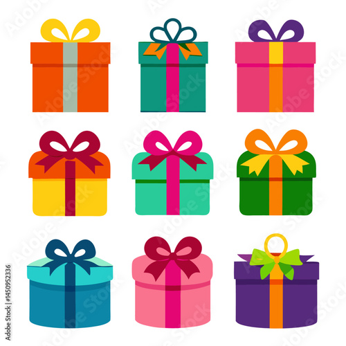 Gift box flat icons pack vector design with editable