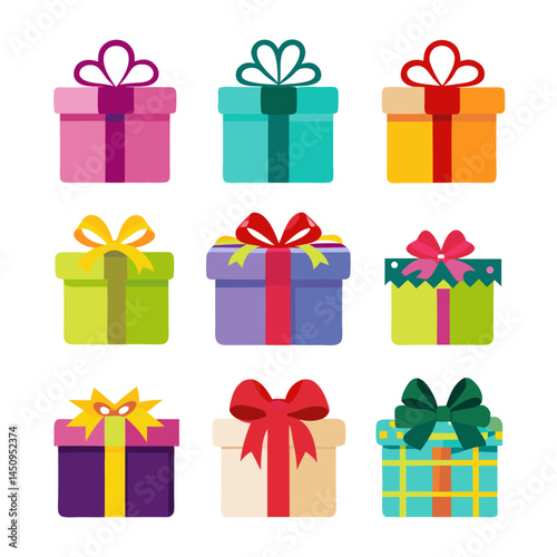 Gift box flat icons pack vector design with editable