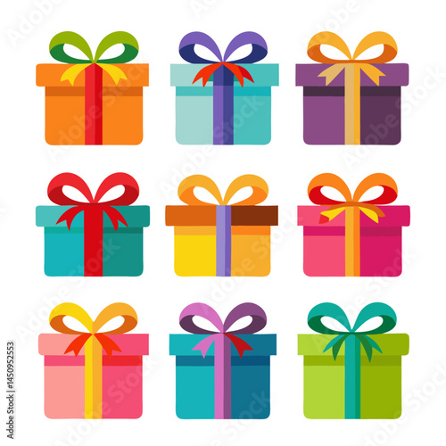 Gift box flat icons pack vector design with editable
