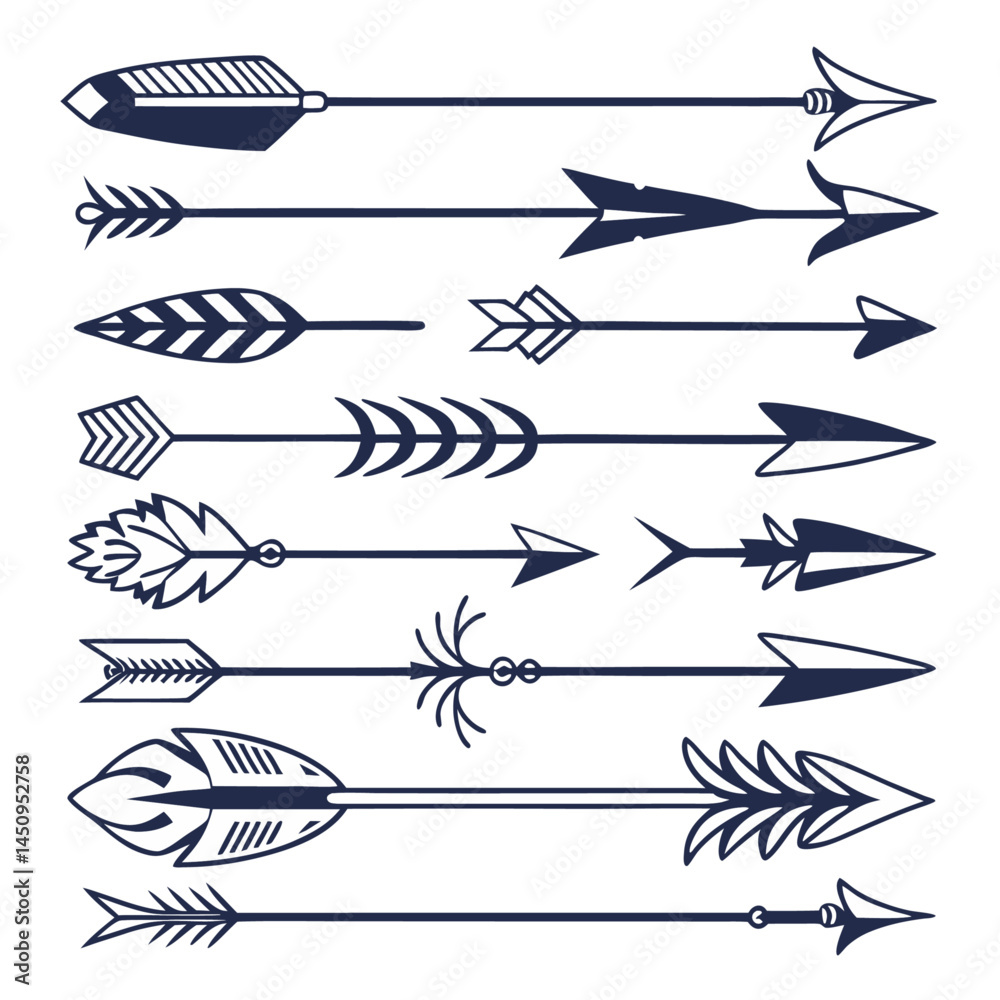 Arrow silhouette set bundle vector Arrow silhouette set bundle vector