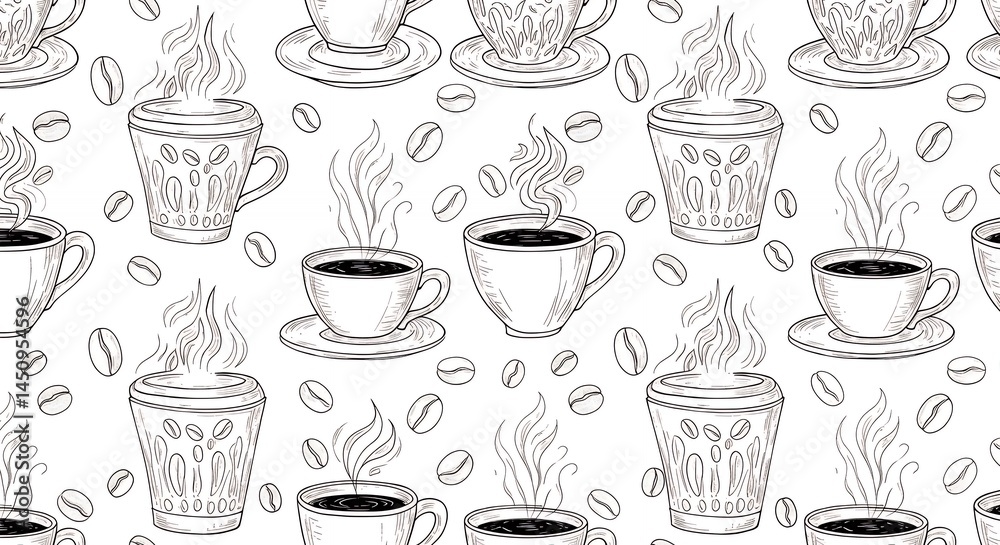 Coffee cup pattern background Coffee cup pattern background