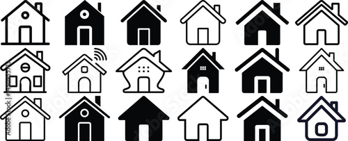 Collection of Home Icons House Symbols for Website Design