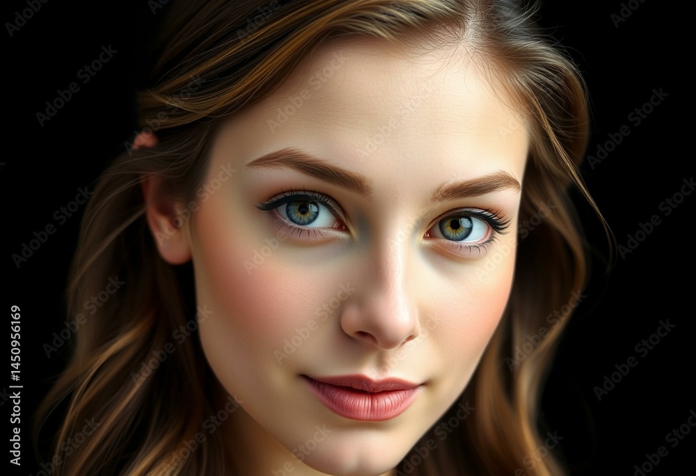 Fototapeta premium Female portrait on black background