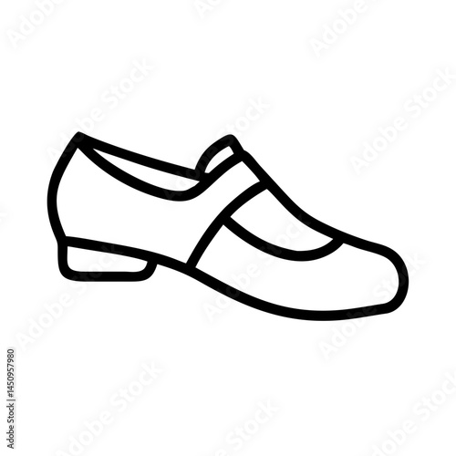 Dance Shoe Outline Illustration on White Background  