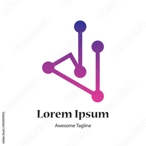 d letter tech logo design icon