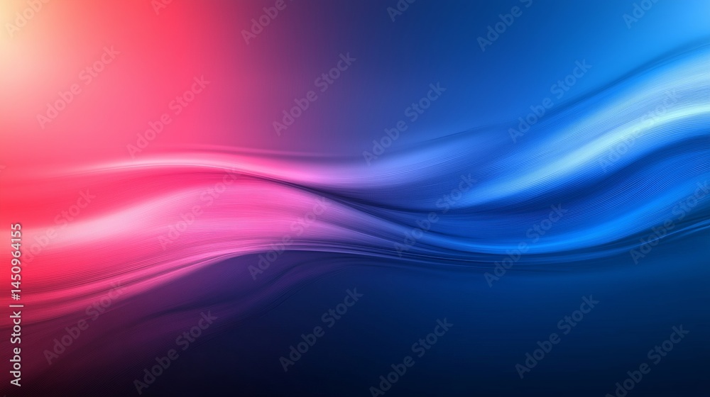 Naklejka premium Abstract Flowing Blue and Pink Light Waves on a Gradient Background with Smooth Motion Effect