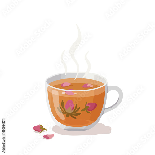 Rose tea cup herbal flower blossom drink hot beverage relaxation wellness aromatherapy cup tea time