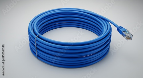 Coiled blue network cable