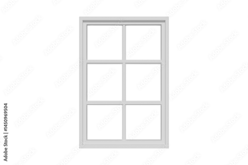 A new white plastic window frame, an architectural object for a home's interior, stands isolated against a bright white background, suggesting design possibilities with potential light and an open or A new white plastic window frame, an architectural object for a home's interior, stands isolated against a bright white background, suggesting design possibilities with potential light and an open or