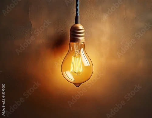 illuminating inspiration a single light bulb hanging against textured wall capturing the essence of creativity