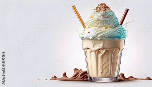 icecream milkshake on white isolated on clear background and white background food drink and dessert concept for cafe and restaurent ai generative