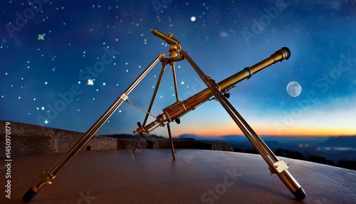 the stock photo depicts galileo s telescope and its role in astronomy history specifically jupiter s moons and venus phases