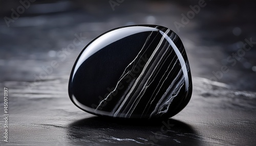 raw black obsidian stone natural gemstone crystal with unique textures and features