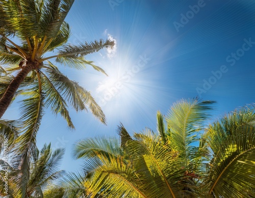 serenity under the sun majestic palm trees framing a pristine azure sky