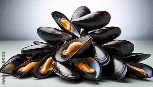 fresh mussels stacked together showcasing their natural beauty