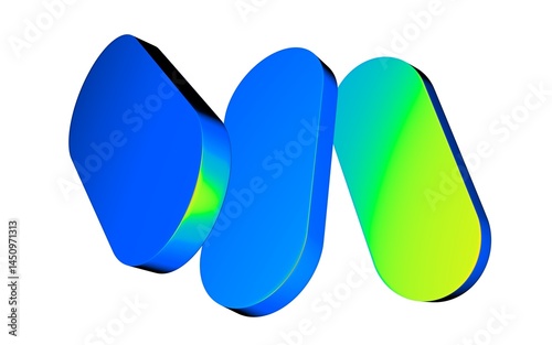 Abstract 3D Logo with Blue and Green Gradient arcs shape in white