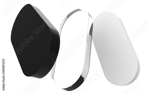 Abstract 3D Shapes with Reflective Surfaces glass arcs