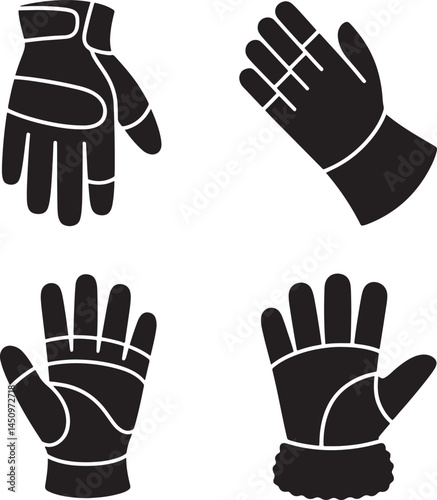 Workers’ gloves silhouette set vector illustration isolated On Transparent Background