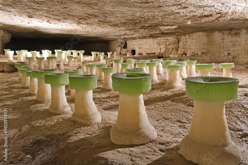 Cave installation,  art,  pale, green,  sculptures photo