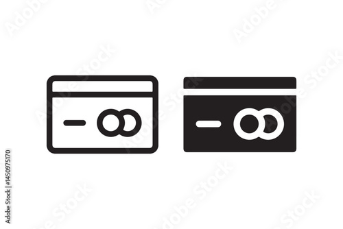 Credit card icon in black and white vector Vector photo