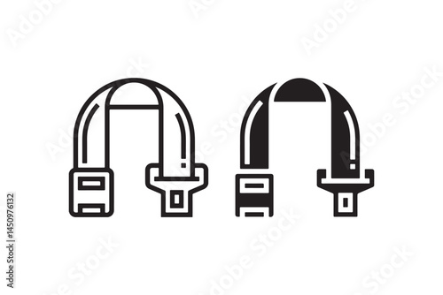 Seatbelt safety icon in outline and solid Vector