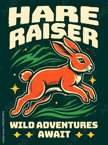 Dynamic hare raiser wild adventures t-shirt design for adventurous spirit