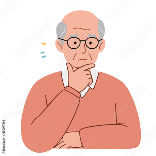 Senior man lost in thought - thoughtful elderly man with wise gaze.