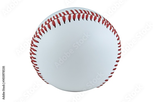 Classic white baseball with red stitching, isolated on white background