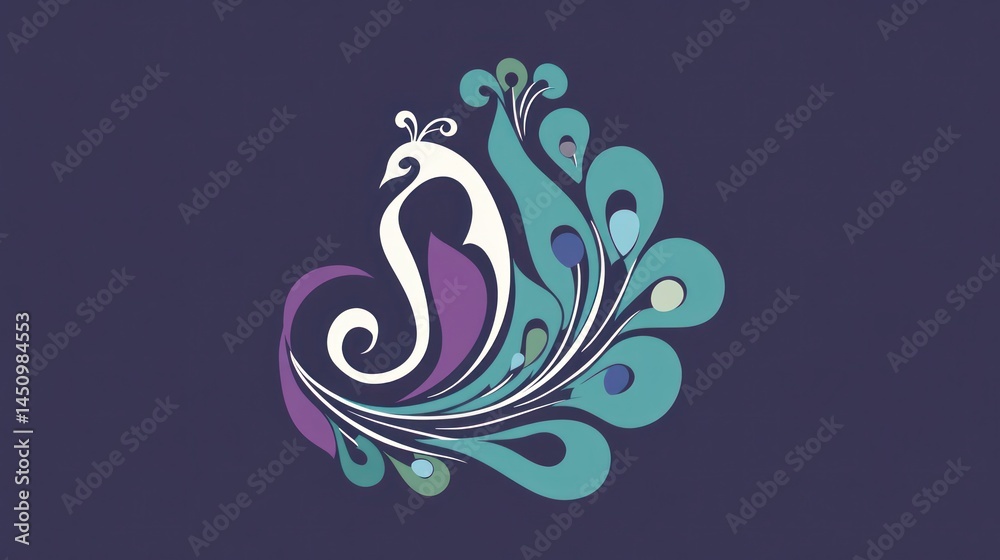 Obraz premium Peacock design, stylized art, dark background