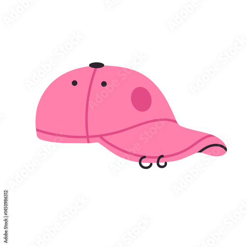 Pink cap with short brim and ear flaps, ideal for outdoor activity or cool weather