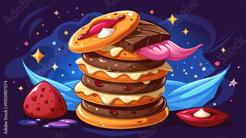 Soft cookie layers with a frozen kiss,
Chocolate chips bring blissful twists.
A dreamy dessert in shadows deep,
Where flavor wakes and rules your sleep.

