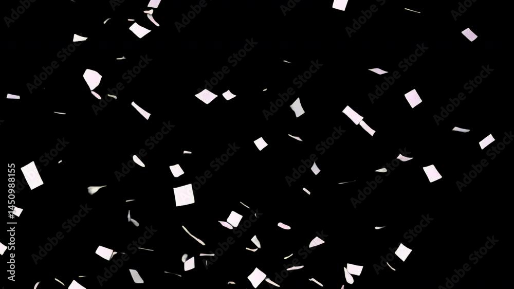 Floating papers confetti animated overlay, transparent 4K video, alpha channel, ProRes 4444 Floating papers confetti animated overlay, transparent 4K video, alpha channel, ProRes 4444