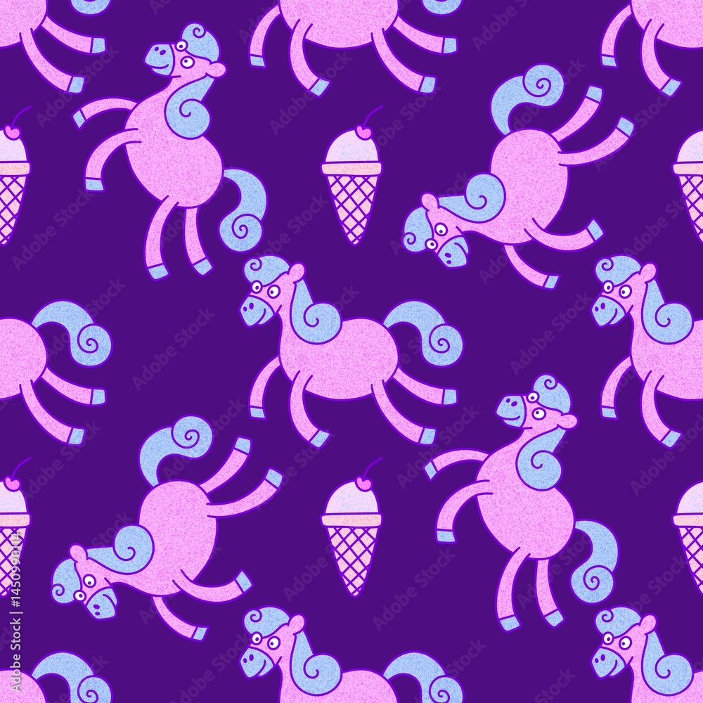 Obraz premium Christmas animals seamless horse pattern for wrapping paper and fabrics