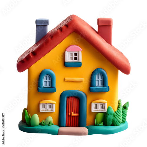 Colorful Playful Toy House with Bright Details and Cheerful Design, isolated on transparent background