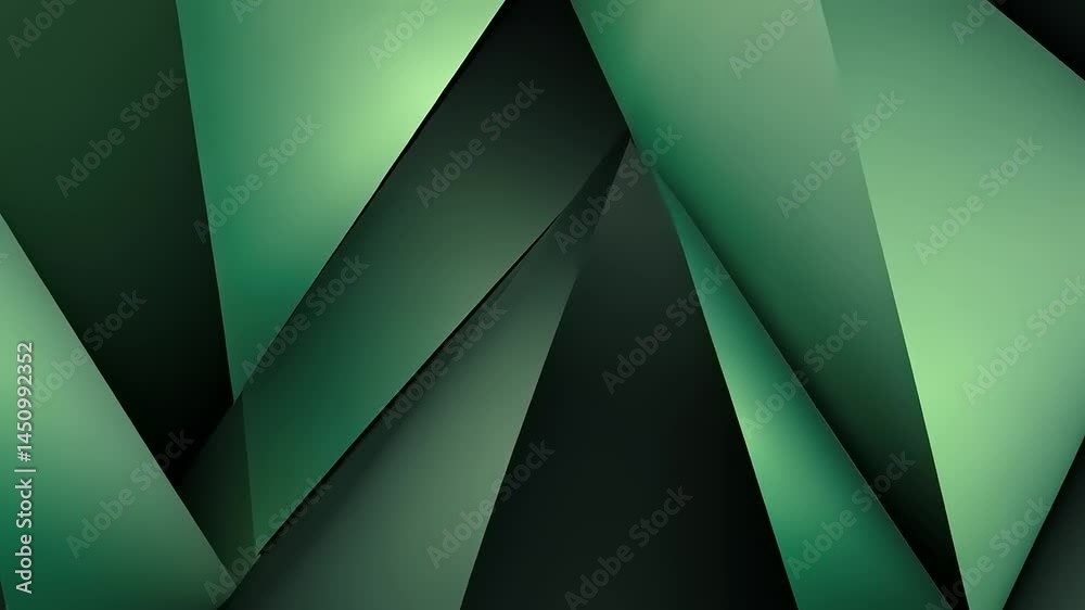 Abstract green geometric background with triangles and shadows
