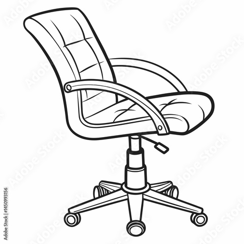 Outline Illustration Of An Office Chair With Armrests And Adjustable Height