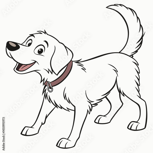 Cartoon Dog With Collar Illustration Happy Canine Companion Vector Art Pet Character