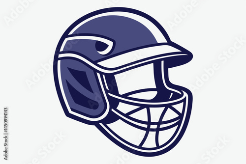 Baseball or Softball Helmet Vector Clipart - Outline, Silhouette & Color