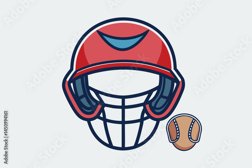 Baseball or Softball Helmet Vector Clipart - Outline, Silhouette & Color