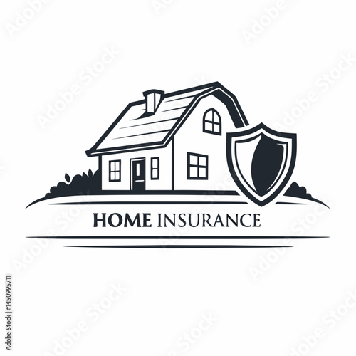 Home Insurance Logo Design Featuring House And Shield Symbol Vector Illustration