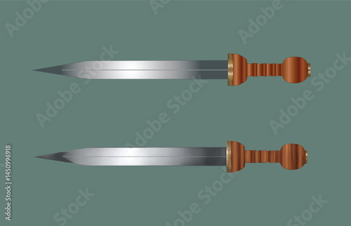 Gladius Roman sword of legionnaire and gladiator, realistic vector illustration isolated on background
