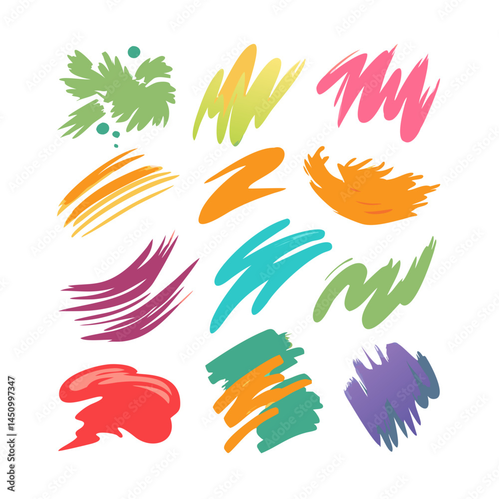 Abstract Paint Strokes In Various Colors On Black Background Art Illustration Abstract Paint Strokes In Various Colors On Black Background Art Illustration