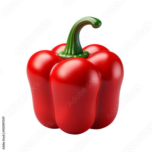 Fresh and Vibrant Red Bell Pepper Isolated on White Background