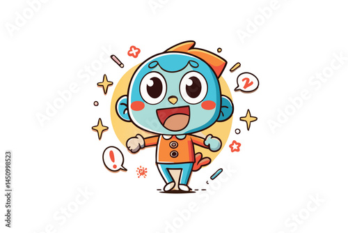 Wallpaper Mural cartoon character with a happy expression and speech bubbles, colorful playful design, joyful and cheerful vibe perfect for childrens media Torontodigital.ca