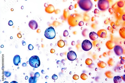 Abstract image of colorful, translucent droplets floating in a white background, evoking a sense of lightness and movement.